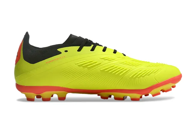 Adidas Predator Jaune Noir Low-Cut Synthetic Upper Texture Ribbelée de l'Avant-Pied Terrain Ferme Chaussures de Football 7
