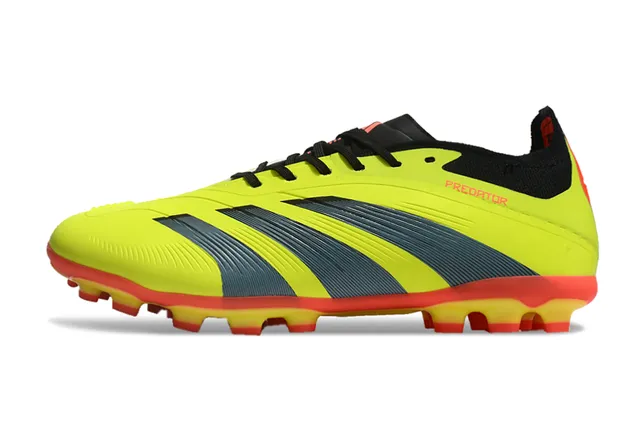 Adidas Predator Jaune Noir Low-Cut Synthetic Upper Texture Ribbelée de l'Avant-Pied Terrain Ferme Chaussures de Football 8