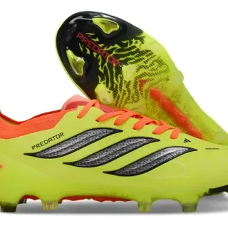 Adidas Predator Amarillo Naranja Neón Upper Accent Laces y Collar Firm-Ground Zapatos de Fútbol