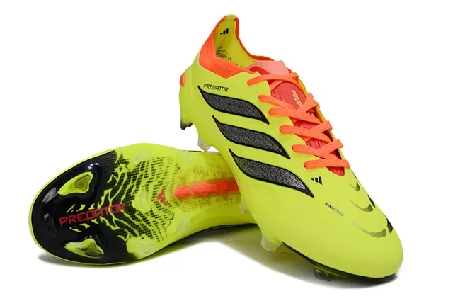 Adidas Predator Amarillo Naranja Neón Upper Accent Laces y Collar Firm-Ground Zapatos de Fútbol 4