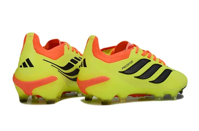 Adidas Predator Amarillo Naranja Neón Upper Accent Laces y Collar Firm-Ground Zapatos de Fútbol 5