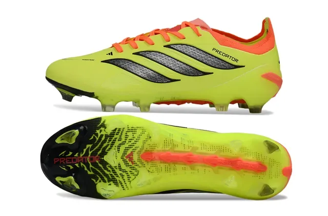 Adidas Predator Amarillo Naranja Neón Upper Accent Laces y Collar Firm-Ground Zapatos de Fútbol 6