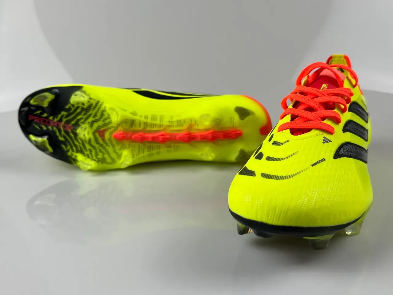 Adidas Predator Amarillo Naranja Neón Upper Accent Laces y Collar Firm-Ground Zapatos de Fútbol 8