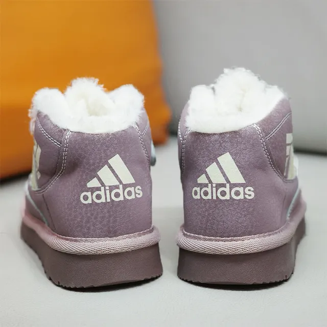 Adidas أحذية الثلج عالية الارتفاع بنفسجي وبيج مبطنة 22
