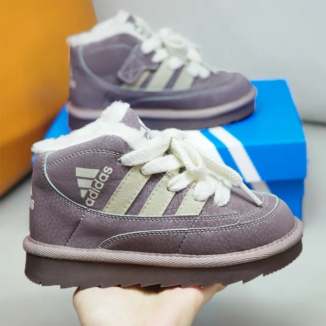 Adidas أحذية الثلج عالية الارتفاع بنفسجي وبيج مبطنة 23