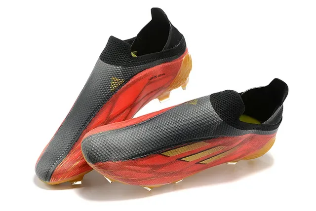 Adidas लाल काला लो-कट सॉक-फिट अपर असममित लेसिंग केज फर्म-ग्राउंड फुटबॉल जूते 2