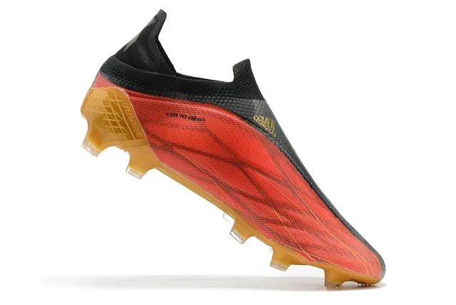 Adidas लाल काला लो-कट सॉक-फिट अपर असममित लेसिंग केज फर्म-ग्राउंड फुटबॉल जूते 3
