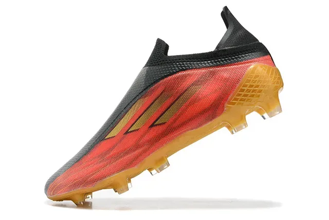 Adidas लाल काला लो-कट सॉक-फिट अपर असममित लेसिंग केज फर्म-ग्राउंड फुटबॉल जूते 4