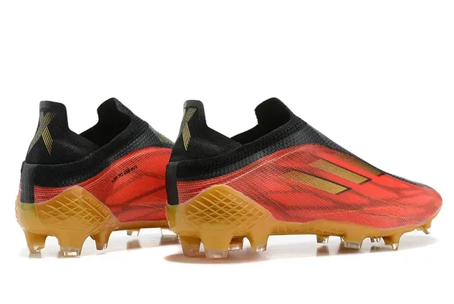 Adidas लाल काला लो-कट सॉक-फिट अपर असममित लेसिंग केज फर्म-ग्राउंड फुटबॉल जूते 5