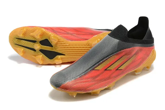 Adidas लाल काला लो-कट सॉक-फिट अपर असममित लेसिंग केज फर्म-ग्राउंड फुटबॉल जूते 7