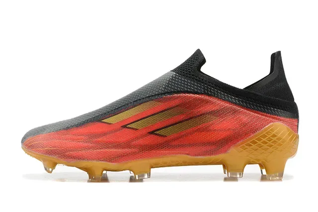 Adidas लाल काला लो-कट सॉक-फिट अपर असममित लेसिंग केज फर्म-ग्राउंड फुटबॉल जूते 10