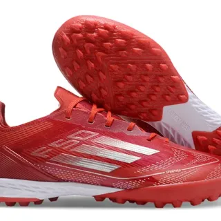Adidas Red White Lightweight Synthetic Upper Engineered Knit Mesh Turf Soccer Shoes