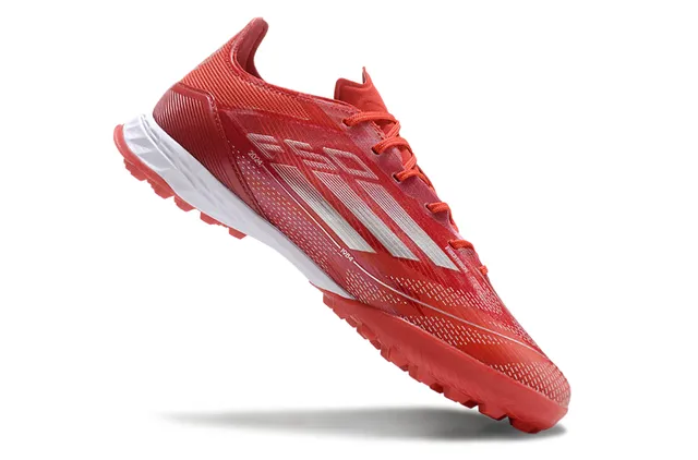 Adidas Rouge Blanc Léger Synthétique Supérieur Maille Tricotée Ingénierie Gazon Chaussures de Football 2