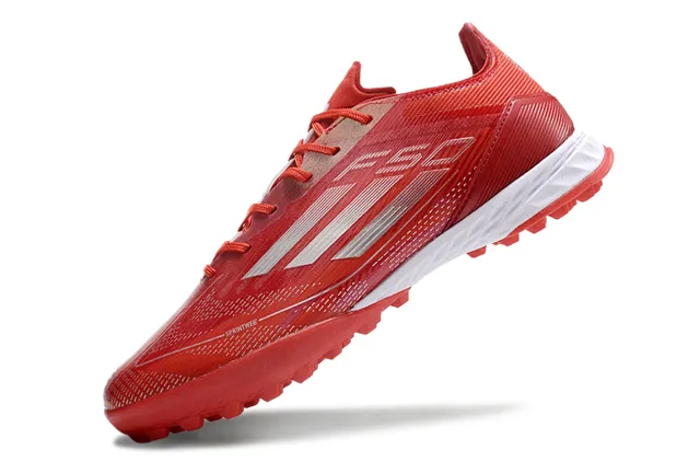 Adidas Rouge Blanc Léger Synthétique Supérieur Maille Tricotée Ingénierie Gazon Chaussures de Football 3