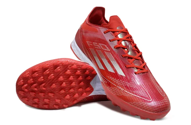 Adidas Rouge Blanc Léger Synthétique Supérieur Maille Tricotée Ingénierie Gazon Chaussures de Football 4