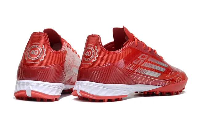Adidas Rouge Blanc Léger Synthétique Supérieur Maille Tricotée Ingénierie Gazon Chaussures de Football 5