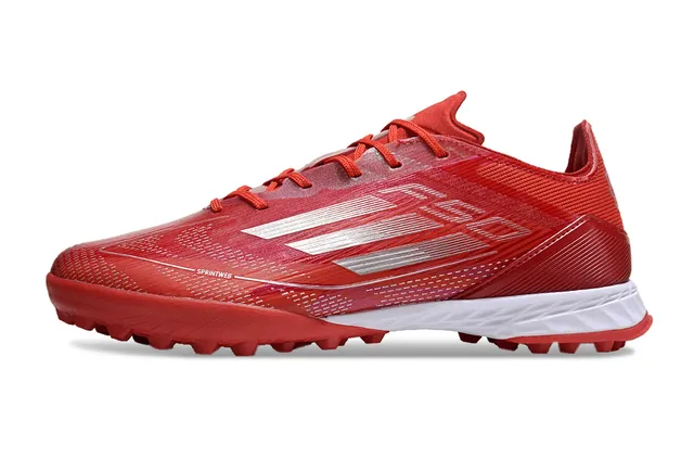 Adidas Rouge Blanc Léger Synthétique Supérieur Maille Tricotée Ingénierie Gazon Chaussures de Football 7