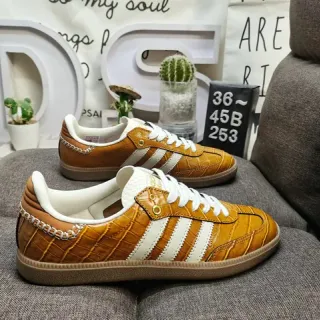 Adidas Samba OG Tan أحذية رياضية بني جلد مطبوع تمساح
