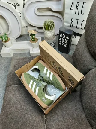Adidas Samba Olive Green White سنيكرز أسلوب الحياة 3