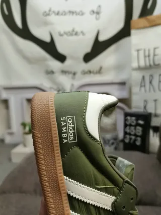 Adidas Samba Olive Green White سنيكرز أسلوب الحياة 4