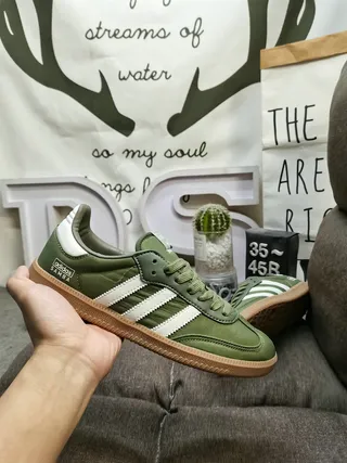 Adidas Samba Olive Green White سنيكرز أسلوب الحياة 6