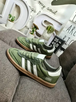 Adidas Samba Olive Green White سنيكرز أسلوب الحياة 7