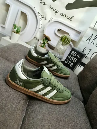 Adidas Samba Olive Green White سنيكرز أسلوب الحياة 9