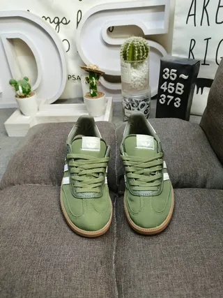 Adidas Samba Olive Green White سنيكرز أسلوب الحياة 10