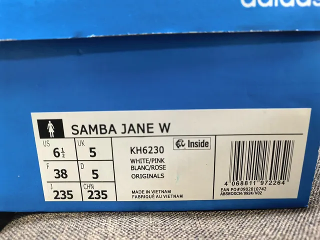 Adidas Samba Zapatos Mary Jane blanco y rosa sin cordones con ribete scalloped 2