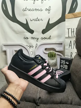Adidas Superstar কালো এবং গোলাপি লাইফস্টাইল স্নিকার 5