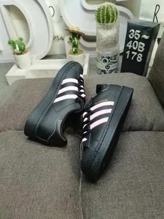 Adidas Superstar কালো এবং গোলাপি লাইফস্টাইল স্নিকার 6