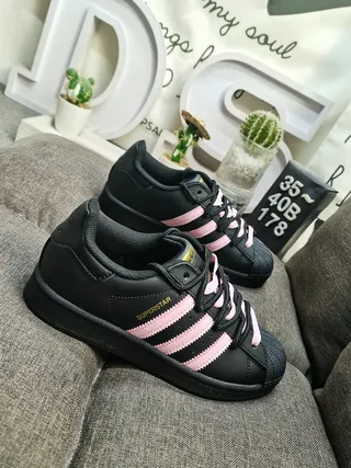 Adidas Superstar কালো এবং গোলাপি লাইফস্টাইল স্নিকার 9