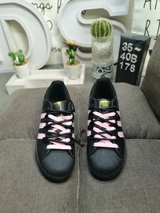 Adidas Superstar কালো এবং গোলাপি লাইফস্টাইল স্নিকার 10