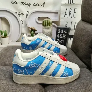 Adidas Superstar Hello Kitty أحذية رياضية أنيقة زرقاء وبيضاء