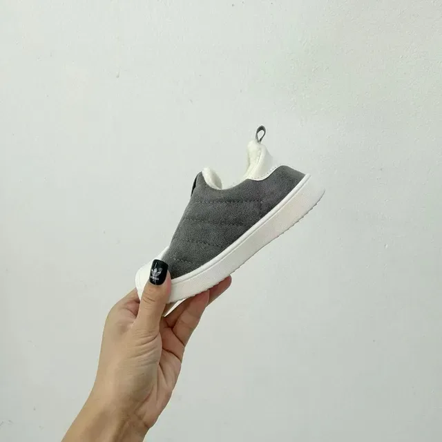 Adidas Superstar أطفال سكيب أون مقلمة رمادية أسلوب حياة أحذية رياضية 7