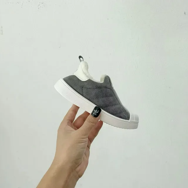 Adidas Superstar أطفال سكيب أون مقلمة رمادية أسلوب حياة أحذية رياضية 9