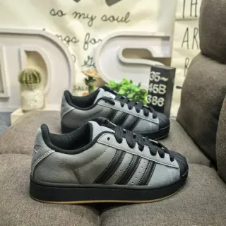 Adidas Superstar Metallic Gray and Black Lifestyle Sneakers