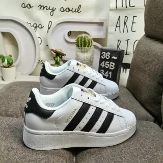 أديداس Superstar أبيض أسود Shell-Toe Three-Stripe حذاء رياضي أسلوب حياة