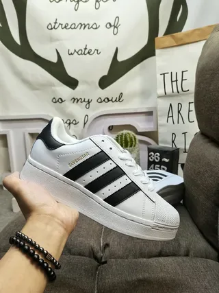 Adidas Superstar White Black Shell-Toe Three-Stripe Lifestyle Sneakers 5