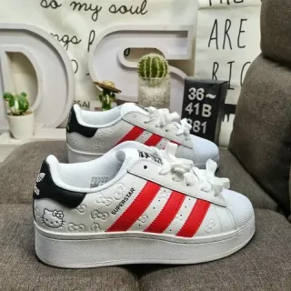 Adidas Superstar أبيض أحمر أسود أحذية رياضية نمط حياة