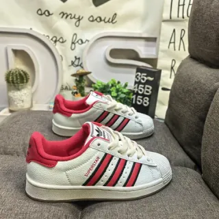 Adidas Superstar أبيض أحمر أسود نمط الحياة حذاء رياضي