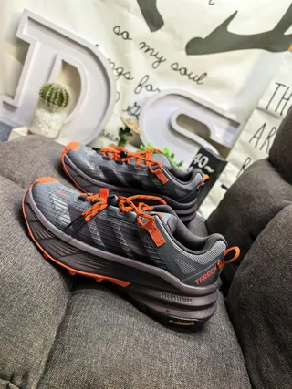 Adidas TERREX Agravic Flow Gray Purple Orange Running Shoes 7
