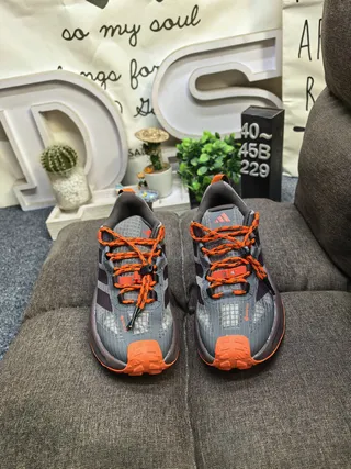 Adidas TERREX Agravic Flow Gray Purple Orange Running Shoes 10