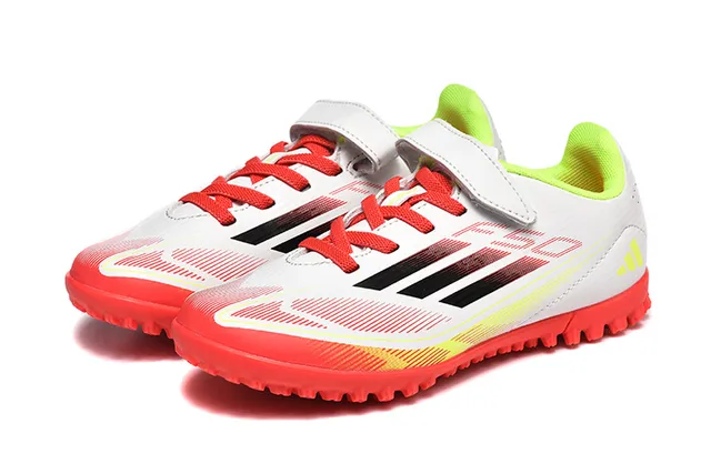 Adidas Zapatillas de fútbol para césped artificial Blancos Rojos Amarillo Neón Césped artificial Zapatillas de fútbol 8