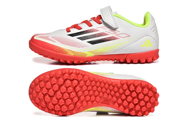 Adidas Zapatillas de fútbol para césped artificial Blancos Rojos Amarillo Neón Césped artificial Zapatillas de fútbol 9