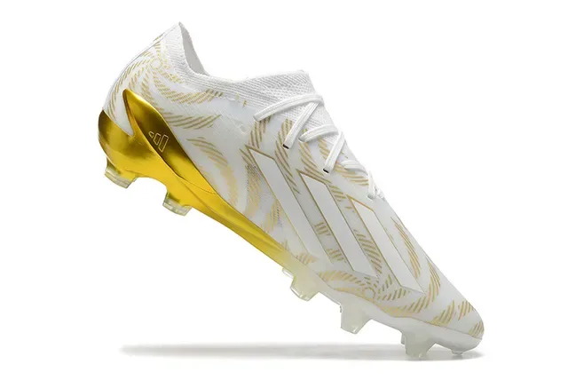 Adidas White Gold Low-Cut Knit Upper Wave-Patterned Overlays Firm-Ground Soccer Shoes 3
