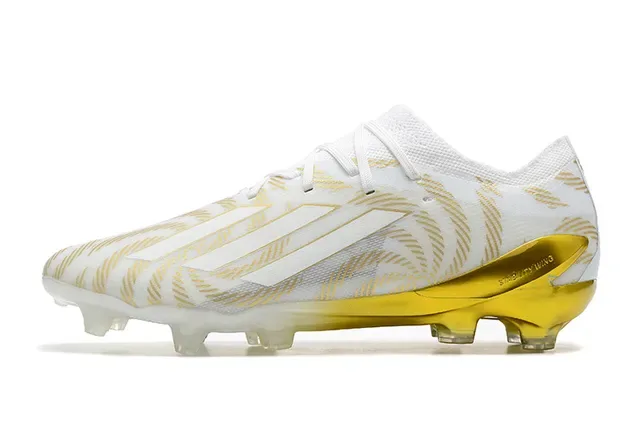 Adidas White Gold Low-Cut Knit Upper Wave-Patterned Overlays Firm-Ground Soccer Shoes 10