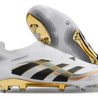 Adidas White Gold Sock-Fit Collar HybridTouch Upper Firm-Ground Soccer Shoes