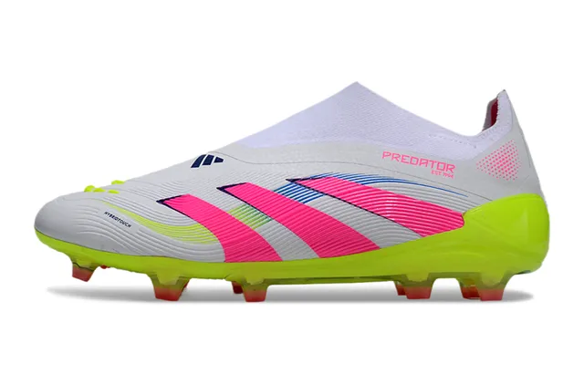 Adidas Zapatos de Fútbol Blanco y Rosa de Corte Bajo con Upper Ajuste a Calcetín Suela Verde Lima Neón Superficie Firme 3