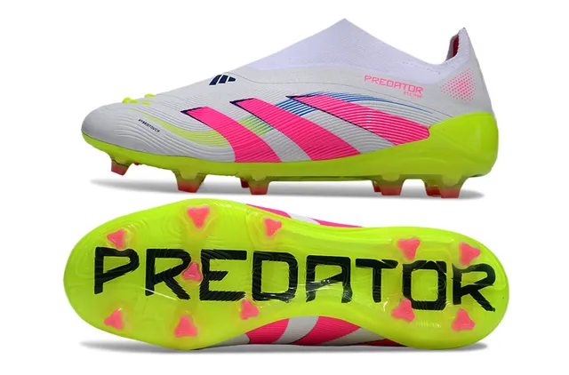 Adidas Zapatos de Fútbol Blanco y Rosa de Corte Bajo con Upper Ajuste a Calcetín Suela Verde Lima Neón Superficie Firme 4